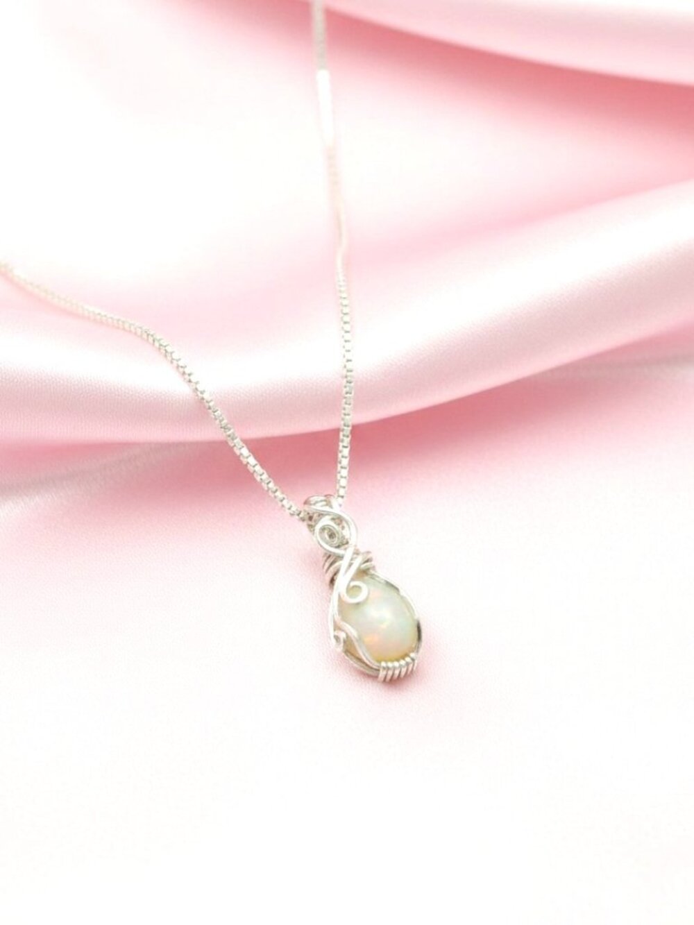 OOAK Natural Ethiopian Welo Opal Sterling Silver Wire Wrapped Pendant